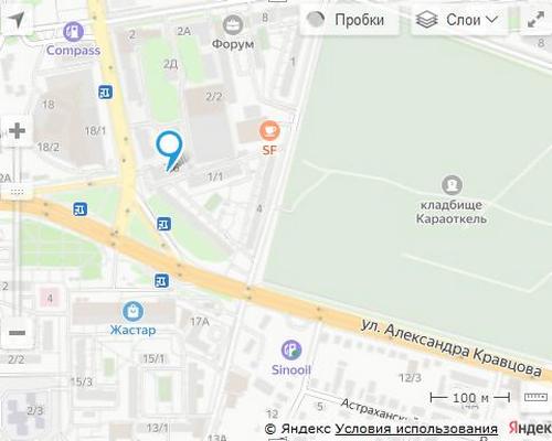 расположение на карте магазина НСП в Астане №336