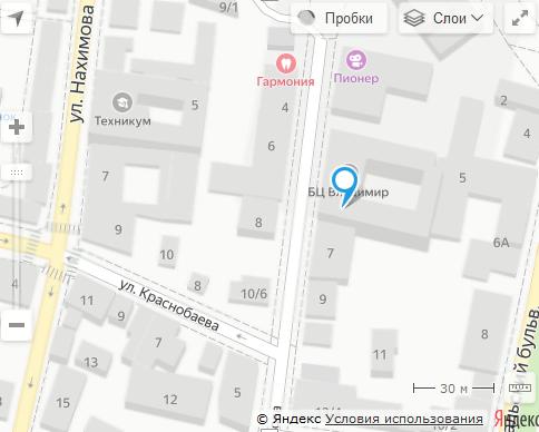 НСП Феодосия, адрес: Чехова 5,б-ц "Владимир" на Яндекс карте города