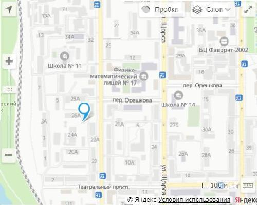 расположение на карте города магазина НСП