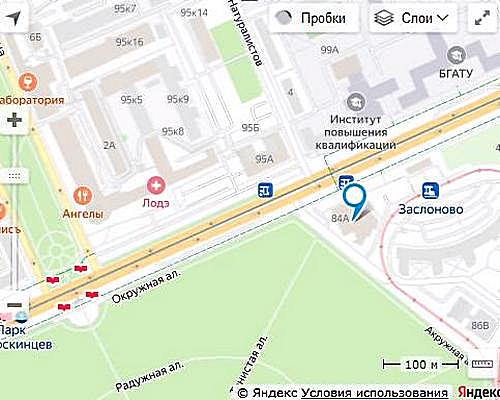 СЦ 107 на Яндекс карте Минска