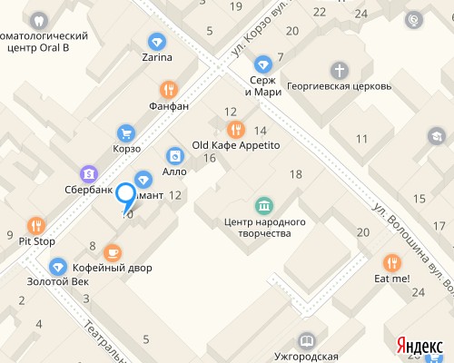 расположение на карте магазина НСП в Ужгороде