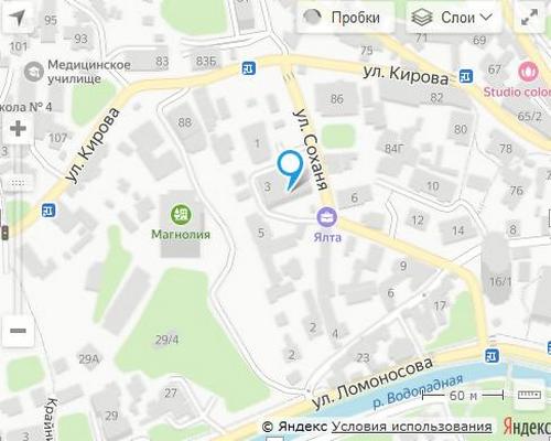 НСП Ялта, ул Соханя 3, сервисный центр 261 на Яндекс ткарте города